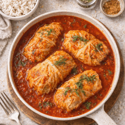 Gołąbki z kapusty włoskiej z soczewicą i pieczarkami – wegetariańskie gołąbki w aromatycznym sosie pomidorowym 7 Gołąbki z kapusty włoskiej z soczewicą i pieczarkami – wegetariańskie gołąbki w aromatycznym sosie pomidorowym