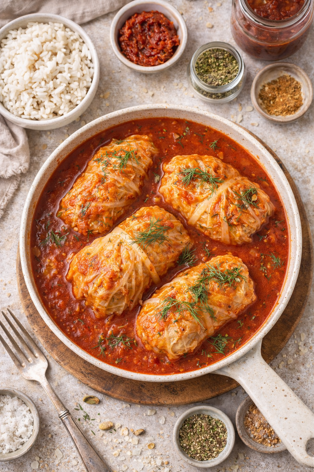 Gołąbki z kapusty włoskiej z soczewicą i pieczarkami – wegetariańskie gołąbki w aromatycznym sosie pomidorowym