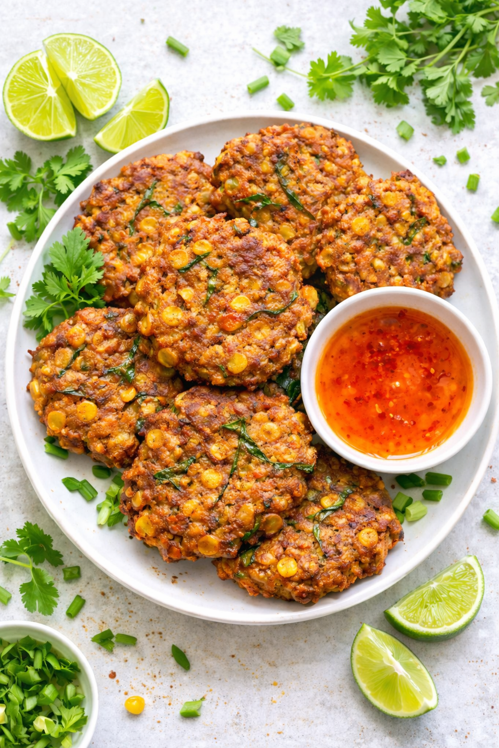 Wegańskie placuszki kukurydziane po tajsku (z curry) – chrupiące, bezglutenowe