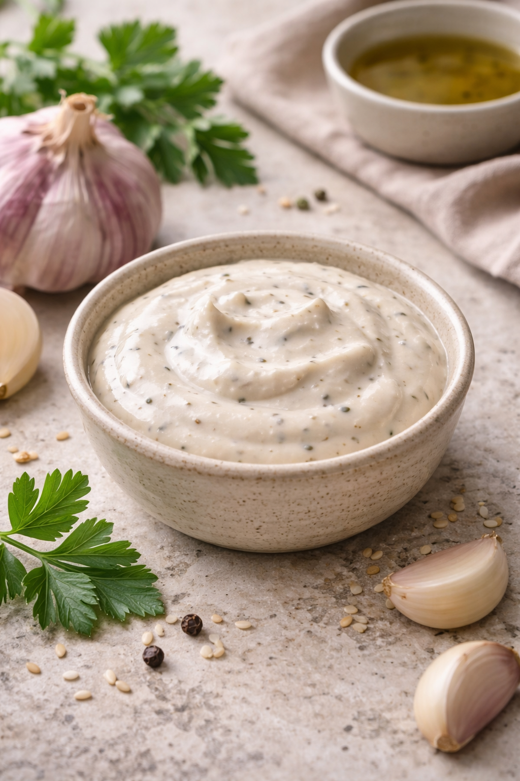 Wegański sos czosnkowy w 15 minut – kremowy dip roślinny 2 Wegański sos czosnkowy w 15 minut – kremowy dip roślinny