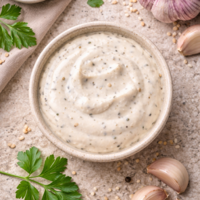 Wegański sos czosnkowy w 15 minut – kremowy dip roślinny